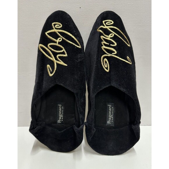 Fragonard Parfumeur men size XL velours black babouches with gold embroidery - Picture 4 of 9